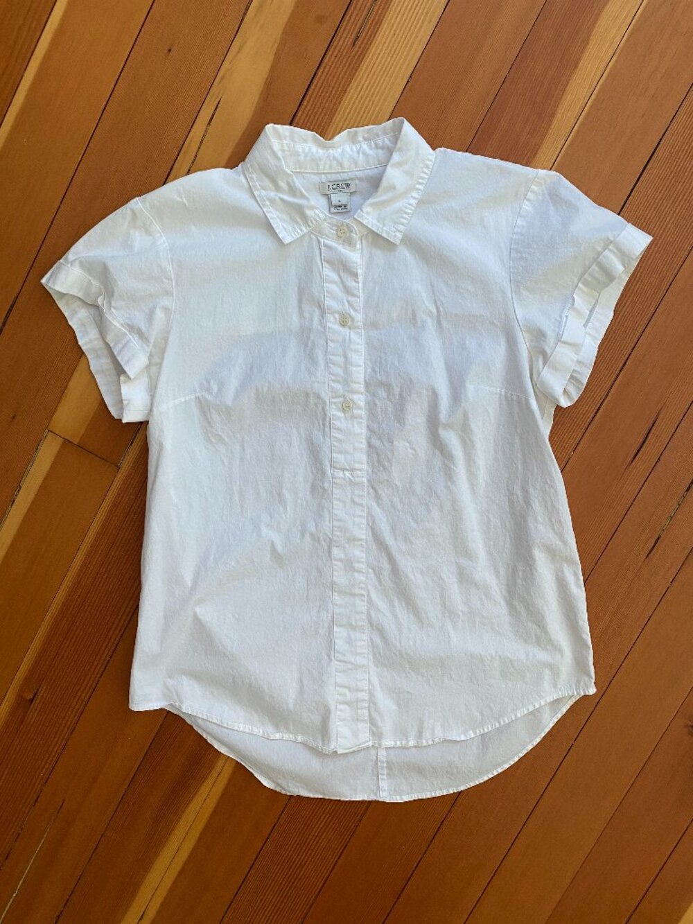 J. Crew Poplin Short Sleeve Button Down Shirt - White - Size Small